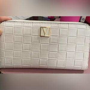 Victoria Secret White and purple stripe wallet